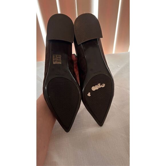 ELODIE BROWN SUEDE POINTED TOES BLOCK HEELS SHOES SIZE 9 - Picture 7 of 9